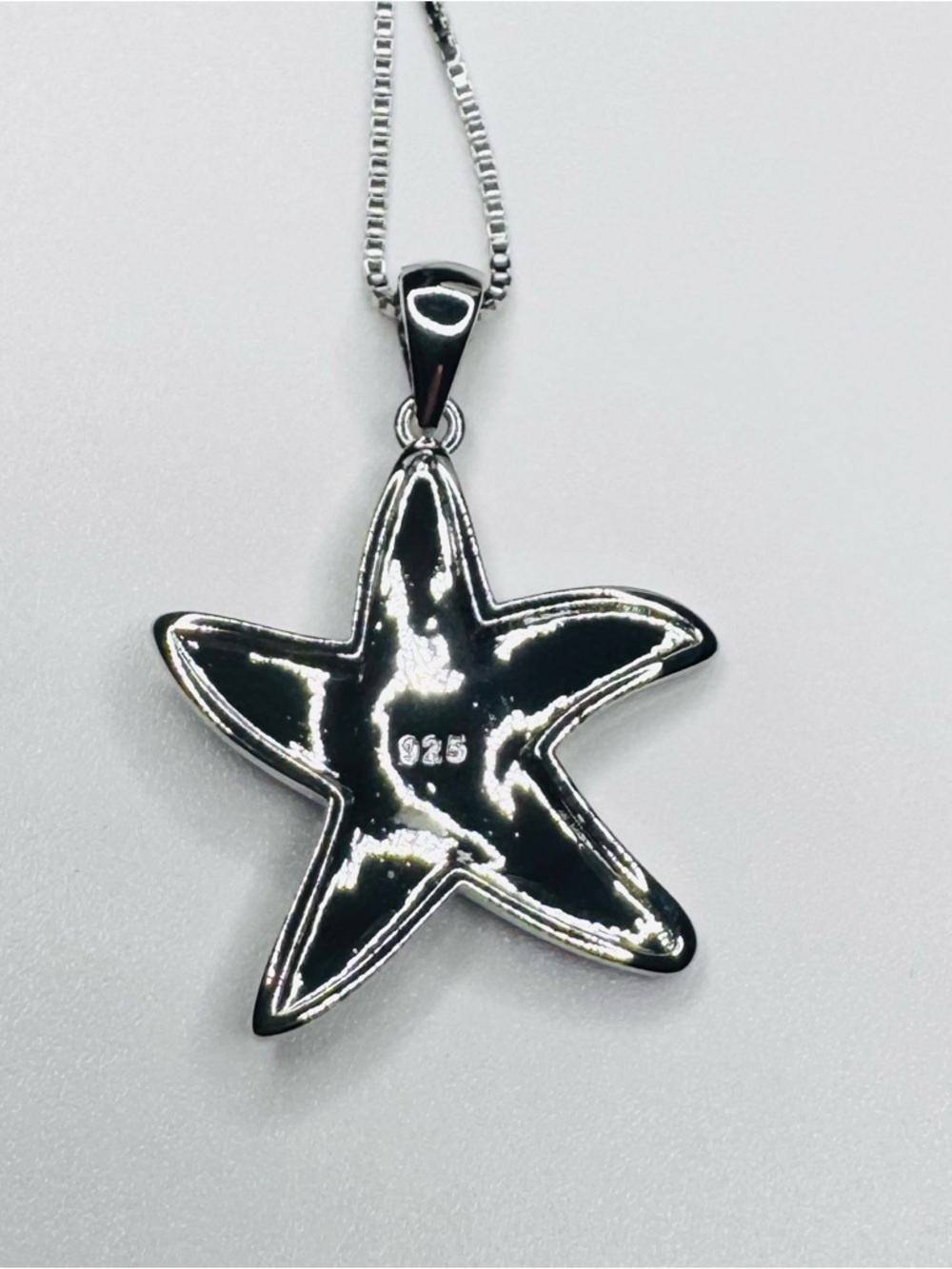 Sterling Silver Blue Opal Starfish Pendant Necklace - Picture 3 of 7